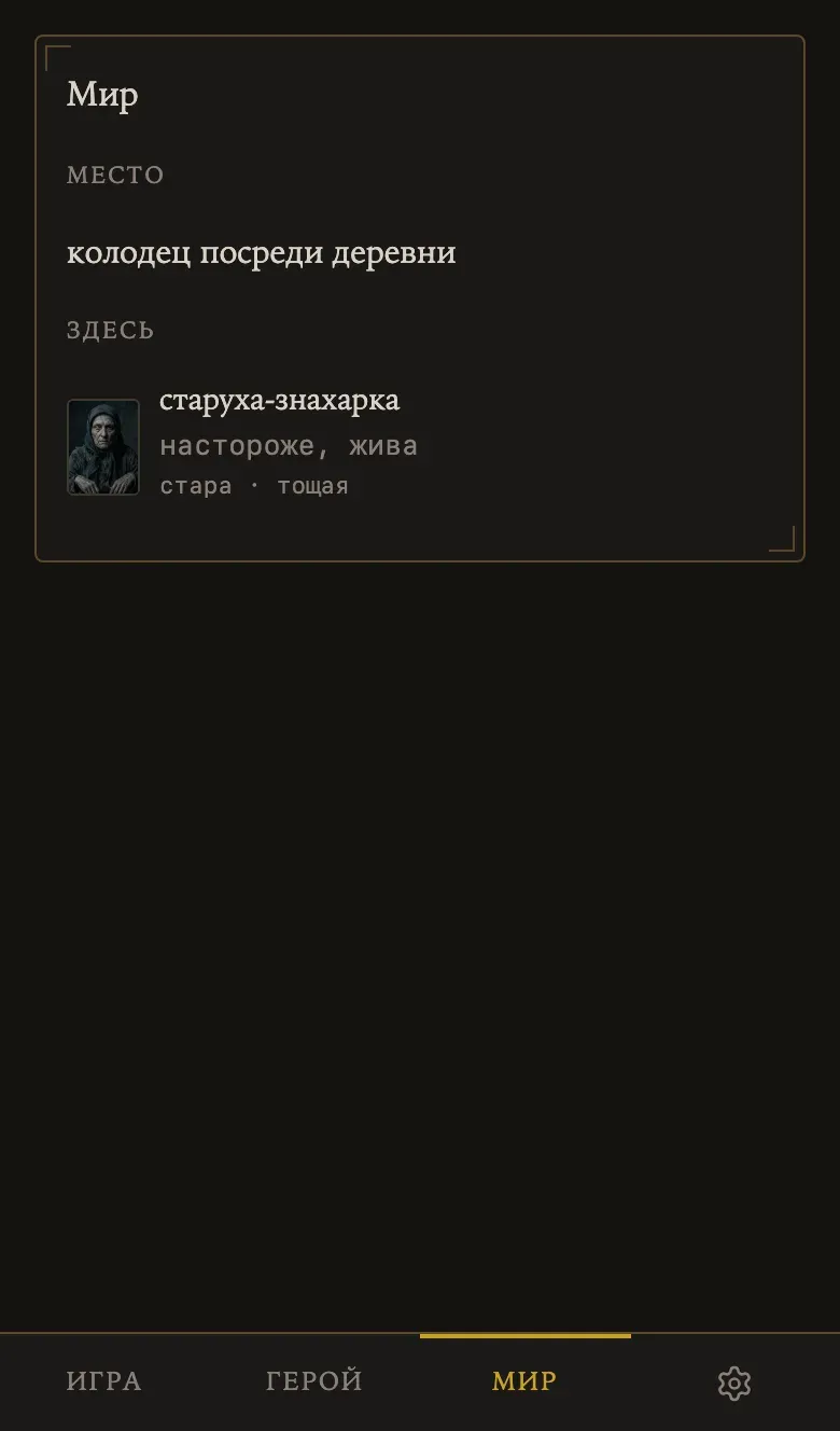 Мир: текущее место и кто здесь находится